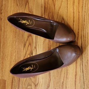 Yves Saint Laurent -  2 Tone Brown Leather Tribtoo Pumps. Price is firm.